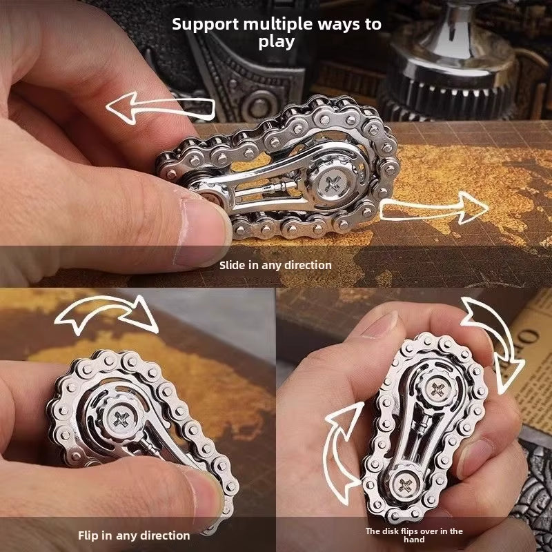 Metal Chain and Sprocket Fidget Spinner
