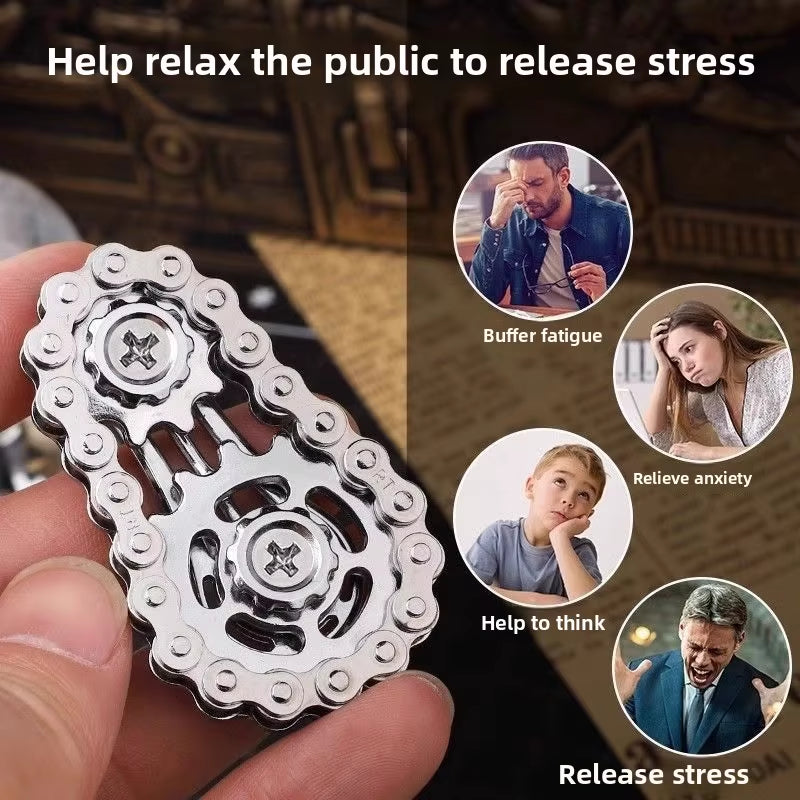 Metal Chain and Sprocket Fidget Spinner