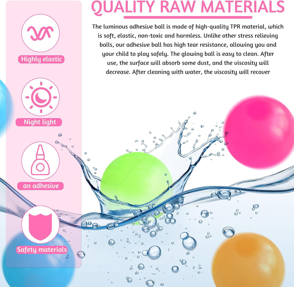 12Pcs Glow in the Dark Sticky Balls