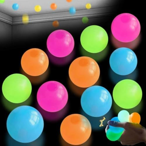 12Pcs Glow in the Dark Sticky Balls