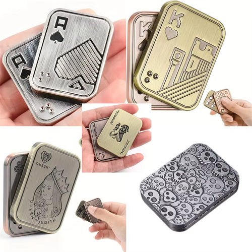 1Pc Metal Fidget Toys - Metal Poker Push Card Fidget Slider Stress Relief Toy,Fidget Toy Haptic Coin,Office Desk Toys Gifts