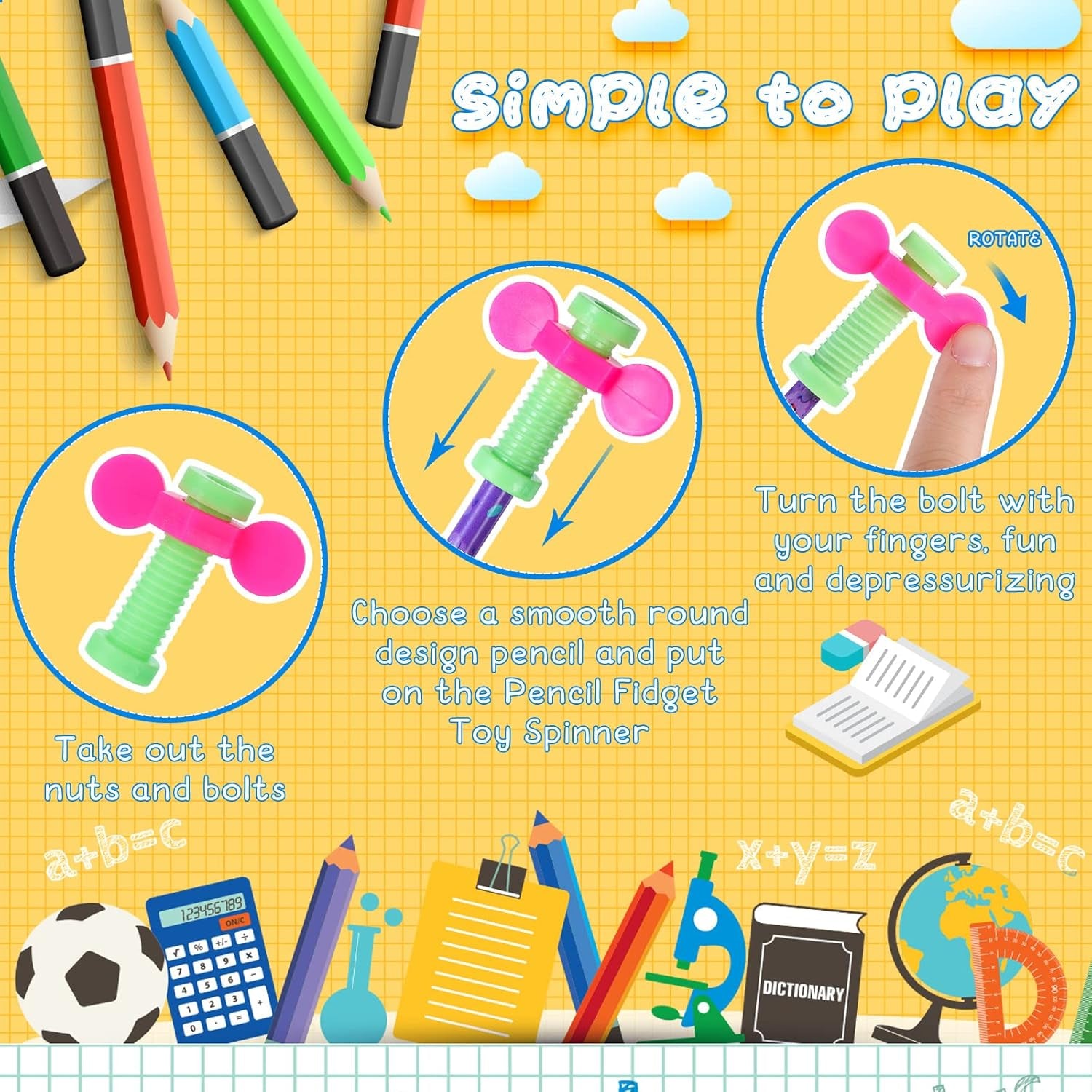 24 Pieces Fidget Pencil Topper