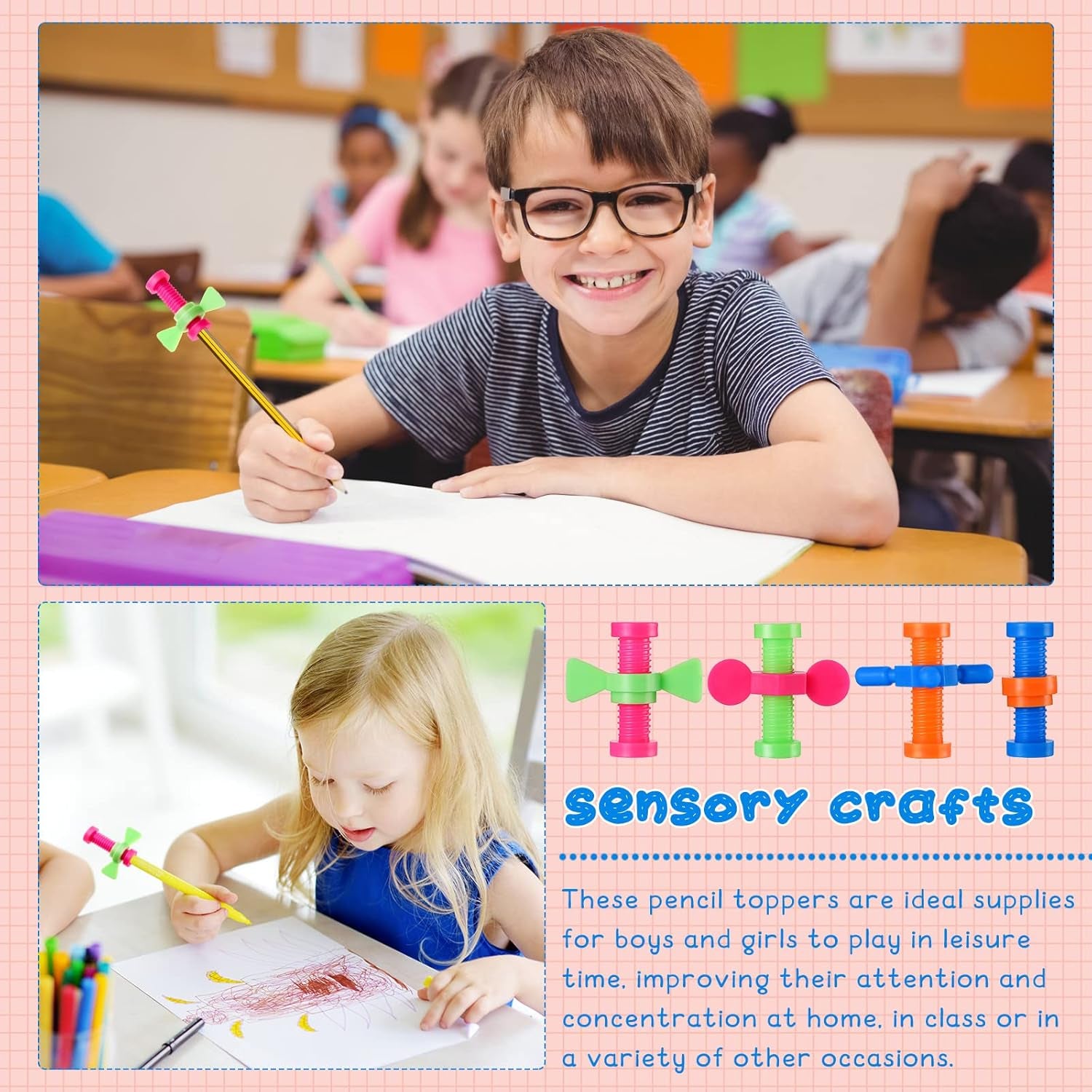 24 Pieces Fidget Pencil Topper