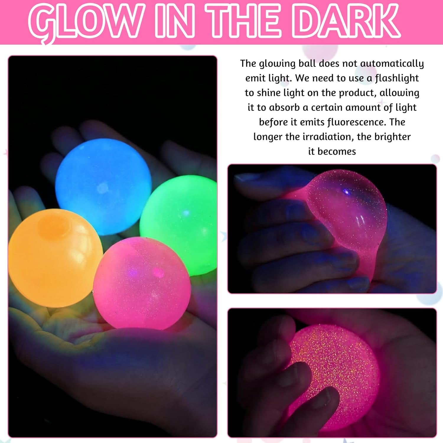 12Pcs Glow in the Dark Sticky Balls