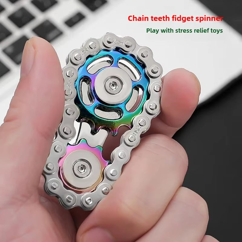 Metal Chain and Sprocket Fidget Spinner
